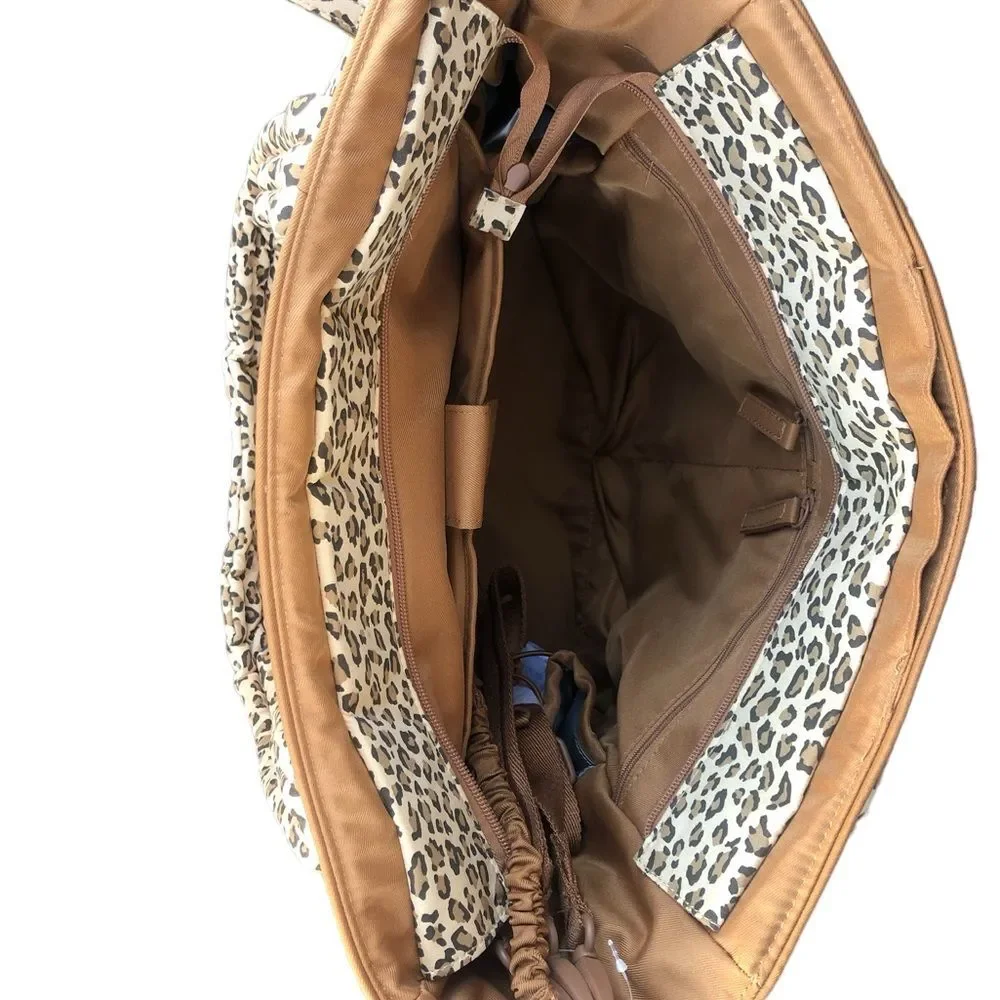 BEIS x Elsa Hosk Quilted Tote Diaper Bag In Wild Child Animal Print New